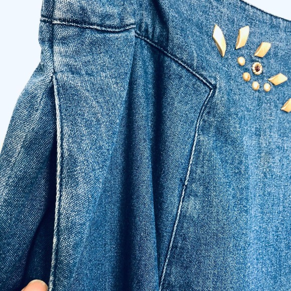 Vintage Denim Skirt Size 12 Cotton Studded Embellished - Picture 9 of 11